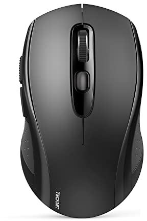 TECKNET Ratón Inalámbrico Bluetooth, 3 Modos de Ratón Bluetooth (BT5.0/3.0+2.4G), 4000 dpi, 6 Niveles dpi Ajustables, 2.4G USB Mouse Inalámbrico Óptico para Portátil, MacBook, PC, Windows (Negro)
