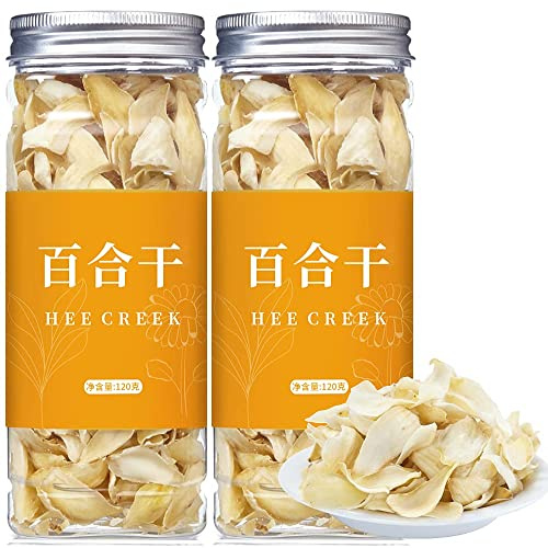 Hee Creek Dried Lily Bulb 240g (120g*2) 8.5oz Herbal Tea, Dried Lily Buds Bulbs Bai He Lilies for Tea, Cooking, Porridge, Sulfur Free, No Additives 百合 无硫百合干 银耳莲子羹原料 龙牙百合