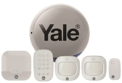 Yale IA-320G Sync Smart Home Alarm 6 piece kit with Grey Siren. Includes Sync Alarm Hub, External Grey Siren, 1x Door/Window Contacts, 2x PIR Motion Detector, Keypad.