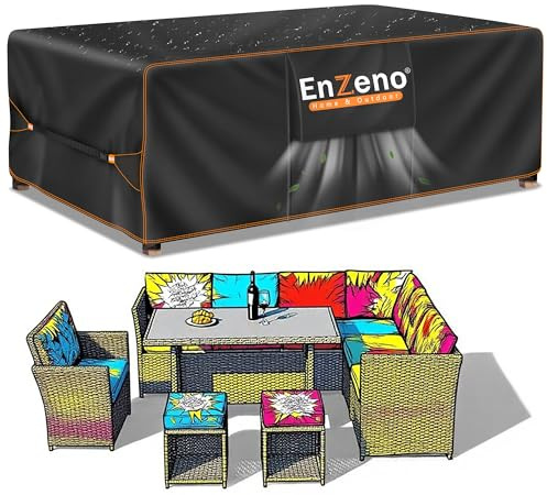 Enzeno Garden Furniture Covers Waterproof for Table Chair Set,180x120x74cm
