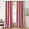 Woaboy Rideaux Occultant Thermique Salon Rideaux et Draperies Chambre Double Velours Panneaux de Rideau Intérieurs Isolant Anti Chaleur/Froid à Oeillets Extensible Lot de 2, 140x225cm Rose