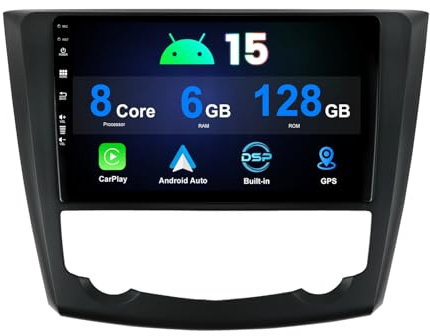 Autoradio Android 12 da 9 pollici per Renault Kadjar 2015-2019 - Fotocamera posteriore e microfono GRATUITI - Supporto GPS/DAB/Controllo volante/WiFi/BT 5.0/Carplay/4G/360 Camera-[6G+128G]