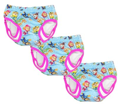 Paw Patrol Swim Pants, Reuseable Swim Nappies, 1-2 Years Multi Pack Babies & Toddler Range, Lightweight Washable Leak Guard, Pull Up Stretch Waist, 85% Polyester, 15% Spandex (Pink, M, 3, Count)