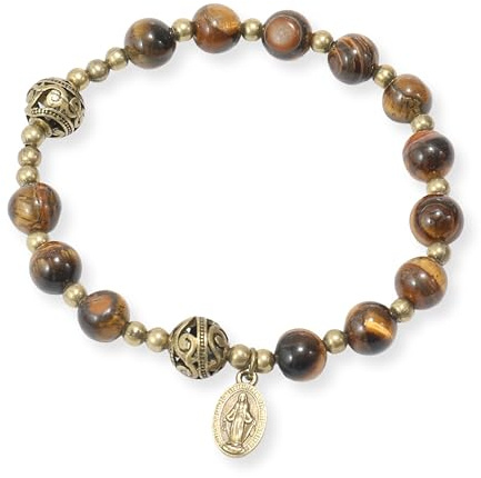 Nazareth Store Stone Beads Rosenkransarmband med metallavskiljare och katolsk medalj - hållbara och eleganta handledssmycken