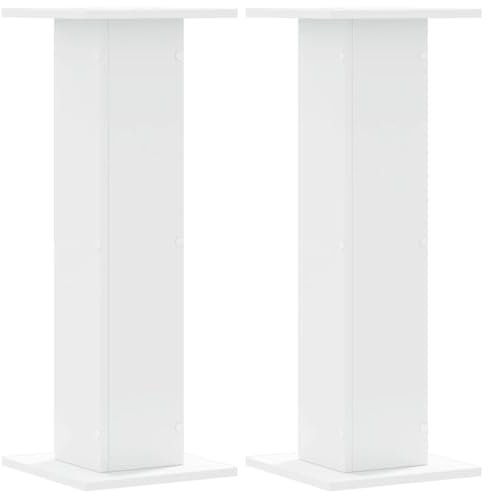 vidaXL Speaker Stands HiFi Floor Stands - White Engineered Wood - 30 x 30 cm Top Plate - 80 cm Height - Max Load 60 kg - 2 Piece Set
