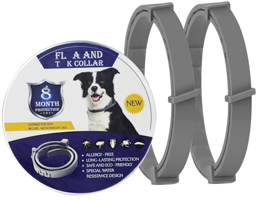 2er-Pack Collar für Hunde, Collar Hund für Hunde zur Vorbeugung von Infektionen, Sicheres, Verstellbares Halsband Hund, Enthält Natürliche ätherische Öle, 16 Monate Schutz（2）