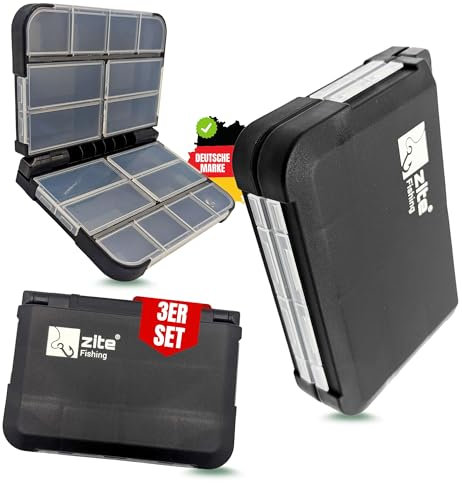 Zite Fishing Pocket Köderbox Angeln 3er Set | 3 Kleinteile Boxen je 16 Fächer einzeln verschließbar | Angelbox für Snaps, Wirbel & mehr | Sortierbox Terminal, Tackle Box angeln Angel Box Angelkasten