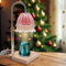 WARMCITY Glass Electric Candle Warmer Lamp Adjustable Height UK Plug, Large Wooden Base Wax Melt Lamp for Aroma Candle, Table Candle Warmer with Timer and Dimmer, Home Decor Gift (Pink Flower)