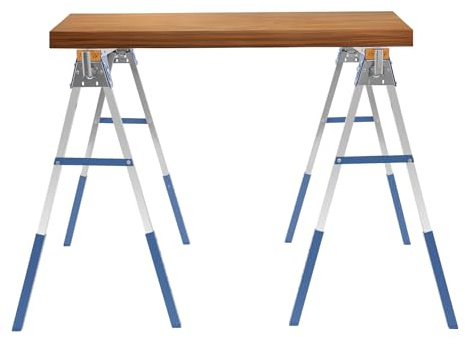 Cavalletti da lavoro portatili, 1200 kg, multifunzionali, pieghevoli, regolabili, in metallo, per magazzini, fabbriche (blu, argento, 78 x 10,7 x 9,7 cm)