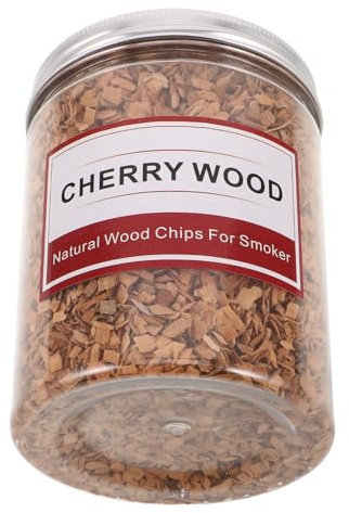 CIYODO Copeaux de Bois Naturels de Cerisier pour Fumage Barbecue Gaz et Charbon 125g Moyen Taille Camping Extérieur Grillades Cuisson Fumoir