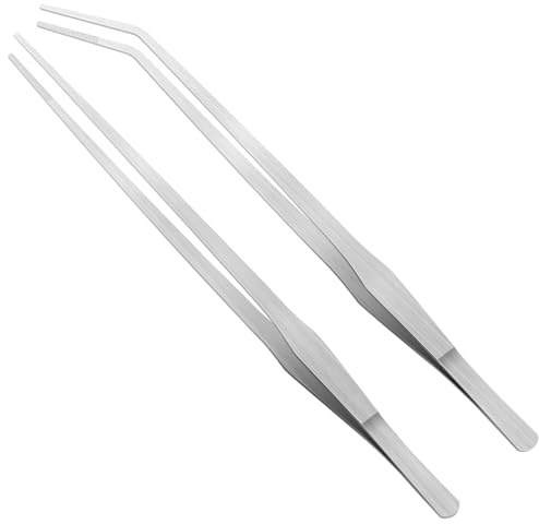 2 Pcs Long Tweezers, Reptile Feeding Tongs, Feeding Tongs for Reptiles, Stainless Steel Durable Long Tweezers Terrarium for Fish Tank Plant Aquascape Tools Feeding Tongs(27cm)