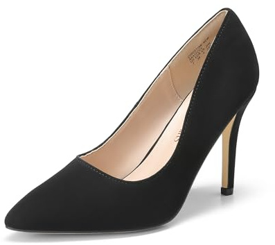 DREAM PAIRS Women's Closed Toe High Heels Dress Pointed Toe Wedding Pump Shoes,Size 6.5,Black/Nubuck,Christian-N