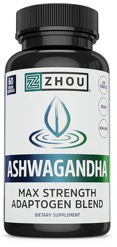 Zhou Nutrition Ashwagandha Capsules, 30 Servings, 60 Capsules