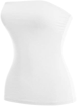 MixMatchy Women's Basic Casual Tube Tops Sexy Bandeau Top Strapless Shirts Stretchy Undershirts White S