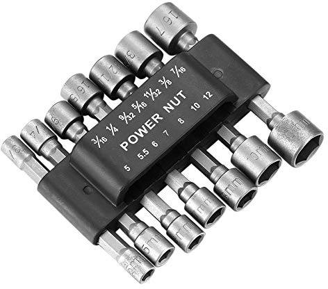 14 piezas adaptador de llave de vaso hexagonal para tuercas, inserto de destornillador, juego de casquillos de boquillas, tuercas de seis hojas huecas para puntas hexagonales de destornillador