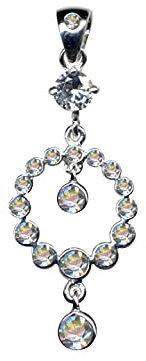 Art Nouveau 51049 Pendentif en forme de cercle Style nouveau Blanc Pendentif en argent sterling 925 avec zircons cubiques Pendentif Amour foi jeunesse Style nouveau très tendance Blanc transparent