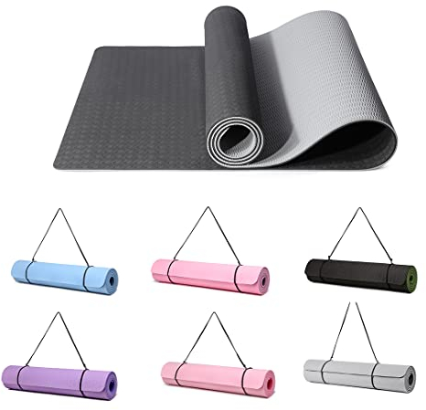 Good Nite Gymnastikmatte Yogamatte Fitnessmatte Rutschfest Trainingsmatte Sport Turn Matten Pilates Matte Bodenturnmatte Mit Tragegurt 183 x 61 x 0.6 cm (Grau/Schwarz)
