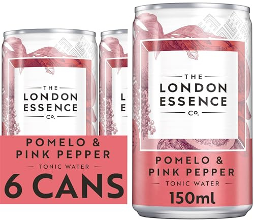THE LONDON ESSENCE CO. Pomelo & Pink Pepper Tonic, Premium Cocktail Mixer, 150ml, Pack of 6 cans, No Artificial Colours Preservatives or Flavours, Low Calorie
