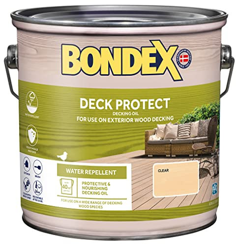 Bondex Deck Protect - Clear - Protective Decking Oil –Suitable for Exerior Wood - Water Repellant & Mould Resistant - Matt Finish – 2.5L