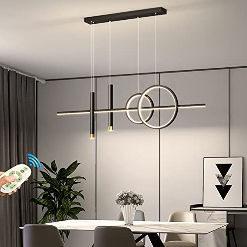 Lampadario LED Sospensione Moderno Soggiorno Tavolo Sala da pranzo Lampada da Soffitto Dimmerabile con Telecomando Moderni Design per Cucina Ufficio Camera da Letto Lampade Lampadari (L80cm, Nero)