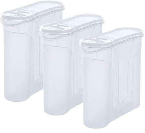 Novaliv Lot de 3 boîtes de conservation à saupoudrer de 2,4 l – Dimensions (L x l x h) : 22 x 21 x 8,5 cm – Boîte avec couvercle de 2 l pour céréales, farine, sucre, boîtes de cuisine