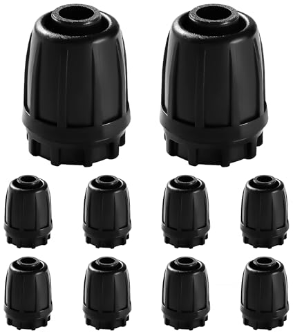 VooGenzek 10 Piezas Accesorios de Riego Tapones de Extremo para Tubos 16mm, Adaptador de Riego por Goteo, Conectores de Púas de Manguera para Sistemas de Riego, para Césped, Jardín (Negro)