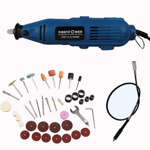 Multifunktionswerkzeug 180W Rotationsschleifer mit 40 Zubehören zum Bohren, Gravieren, Polieren, Schleifen, Entrosten, Reinigen (Blau Lang)