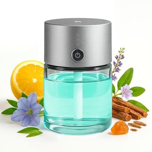 Onyvara Diffuseur Parfum Voiture Automatique - Senteur Bois de Santal - Désodorisant Voiture 80ml sans Fil - Diffuseur Huiles Essentielles Intelligent & Ultrasonique