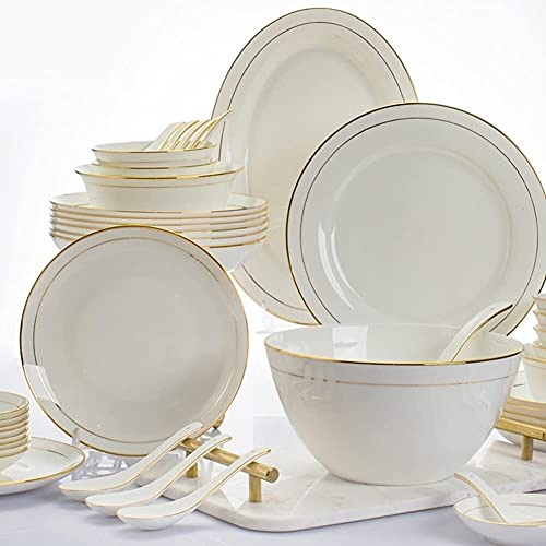 CCKUYT Juego de Platos de Comedor de 32/58 Piezas, vajilla de cerámica, vajilla de Porcelana China, Platos, Juego de vajilla de cerámica combinada, Servicio de Porcelana