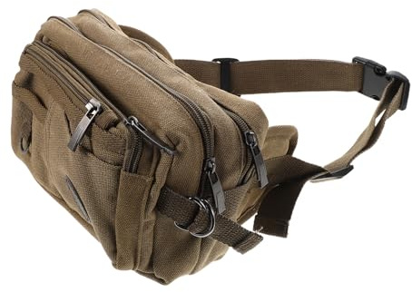 VILLCASE Paquet Banane en Toile Marron Unisexe Grosse Capacité, Ceinture Ajustable et Poches Multiples pour Organisation Lors des Journées de Travail et Courses