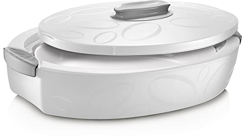 Thermobehälter für Essen + Keramikschale (4 Liter) | bis zu 3h warm und 5h kühl | Wärmebehälter mit Auflaufform | Warmhaltebehälter für Speisen | Thermoschüssel Deckel | ideal zum Grillen