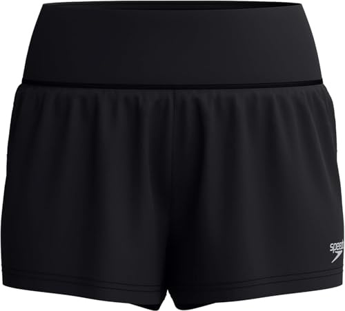Speedo Women's Lookout Shorts | 4-Way Stretch Soft Fabric | Swim | Gym | Run | Quick Drying Swimwear, Anthracite, 2XS