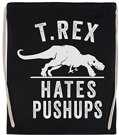 Luxogo T Rex Hates Pushups Kordelzug Schwarz Sporttasche Unisex Drawstring Bag Gym