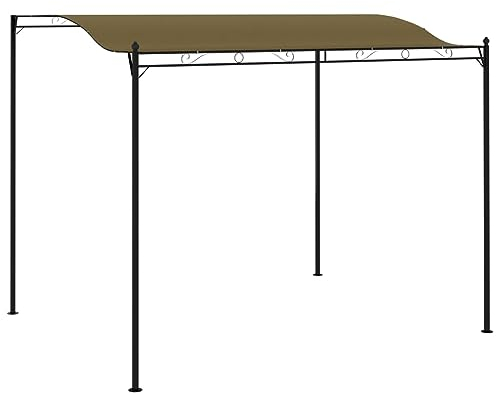 vidaXL Pavillon Gartenpavillon Terrassenpavillon Pergola Vordach Garten Terrassen Überdachung Anbaupavillon Gartenzelt 3x2,4m Taupe 180g/m²