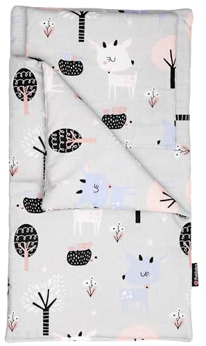 PinkZebra 3er Set Puppenbettwäsche für Puppen bis 43 cm, Puppenbettzeug 3-teilig, Decke + Kissen + Matratze, Puppenbettzeug mit Matratze für Puppenbett, aus Baumwolle, Bambi