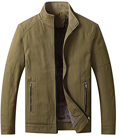 Veste Saharienne Homme - Veste de Mode Automne et Hiver pour Hommes décontracté col Montant Haut Plus Velours épais Coton lavé Manteau Veste Polaire Homme Capuche