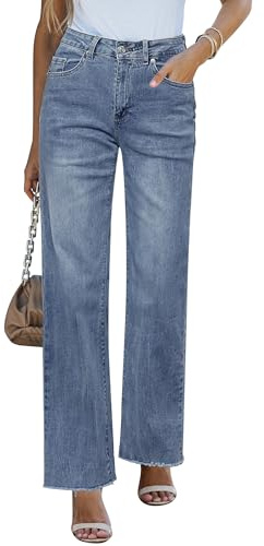 GRAPENT Womens Chinos Pants Fall Clothes for Women 2023 Vintage Blue - Acid Wash Small Fits US Size 4 to 6