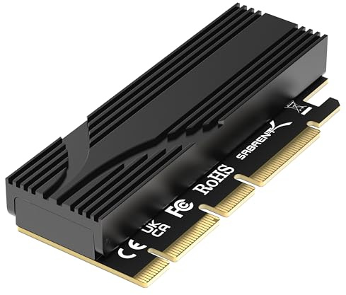 SABRENT M.2 NVMe zu PCIe x16 Adapter für Gen5 SSDs PCIe 5.0, Werkzeuglose Zusatzkarte mit Aluminium-Kühlkörper (EC-TFPE)