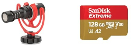 RØDE VideoMicro Compact On-camera Directional Microphone for Filmmaking, Content Creation & SanDisk 128GB Extreme microSDXC card + SD adapter + RescuePRO Deluxe, up to 190MB/s