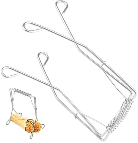 Pinza per carne in metallo, pinza per barbecue a forma di gancio, in acciaio inox, pinza per alimenti con manico forte, morsetto per cucinare, servire, grigliare, utensili da cucina
