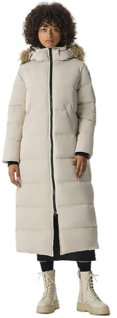 Fitouch Waukee lång dunparkas för kvinnor | 750+ fyllkraftsisolering | Maxi-jacka | Vattenavvisande pufferjacka | BalanceWarmer-förhållande | aprikos | storlek S, Champagne_helskydd_balansvärmare, L
