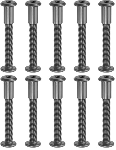 PATIKIL 10 st M8 x 40 mm sexkantsanslutning skruv med hylsbultar hylsmuttrar, kolstål anslutningsskruvar set för trähyllor, skåp, möbler, svarta möbelskruvar