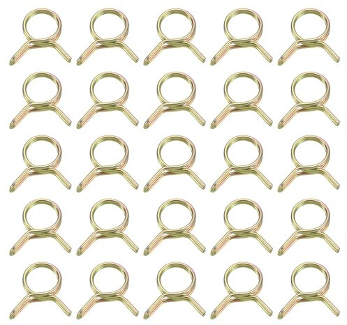 QUARKZMAN 25Pcs Abrazaderas de Manguera de Resorte de Doble Alambre Diámetro Interno 8mm, Tamaño de 8-9mm Pinzas de Tubería de Agua, Clips de Manguera, Metal Sujetador de Abrazaderas de Tubo