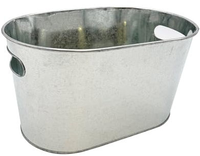 MACFLY Cubo de Zinc 6L Galvanizado - Cubo Ovalado Anticorrosión, Asa ergonómica, Decoración rústica, Maceta, Cubitera botellines, Organizador, Resistente y Versátil, Diseño Duradero