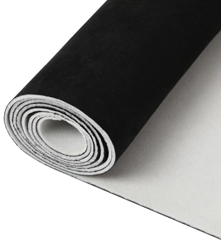 Inscrip Tela para el dosel de techo, ante con material de espuma de 4 mm, tejido de ante para coche, hogar, caravana, barco, bricolaje, reparación de repuesto (negro, 200 x 150 cm)