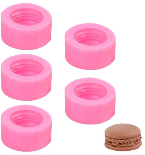 TopHomer 5 Pack Macaroon Hamburger Moulds, Silicone Fondant Molds Reusable Cake Decorating DIY Mold for Chocolate Cupcake Dessert Plaster - 5.2 x 2.5CM