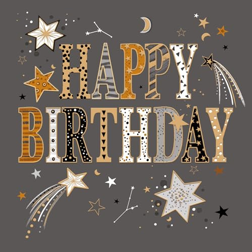 Cherry Orchard | Male Birthday Card | Birthday Card for Him | Colourful Design With Gold Foil & Embossed Finish | Complete with Envelope (SHOOTING STARS)