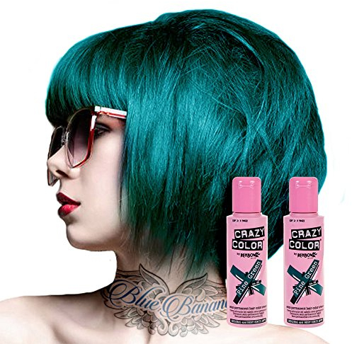 Pacco Da Due Tinte Semipermanenti Per Capelli Da 100ml Crazy Color (Pine Green)