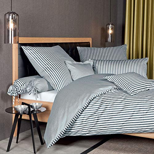 Janine Design Streifen-Bettwäsche modern Classic anthrazit Bezug für Nackenrolle einzeln 15x40 cm schmale Streifen
