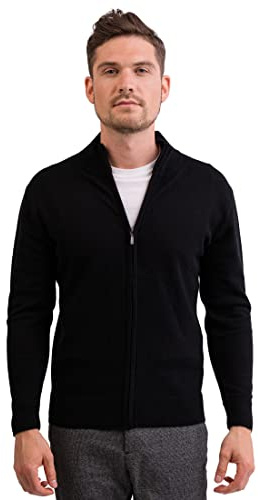CASH-MERE.CH Pull Cardigan pour Hommes 100% Cachemire (Noir, XL)